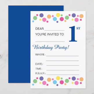 Illusima Circles, Dark Blue, 1. Geburtstag Party Einladung