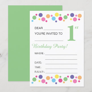 Illusima Circles, Green Back, 1. Geburtstag Party Einladung