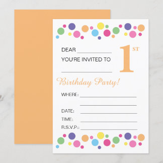 Illusima Circles, Orange Back, 1. Geburtstag Party Einladung