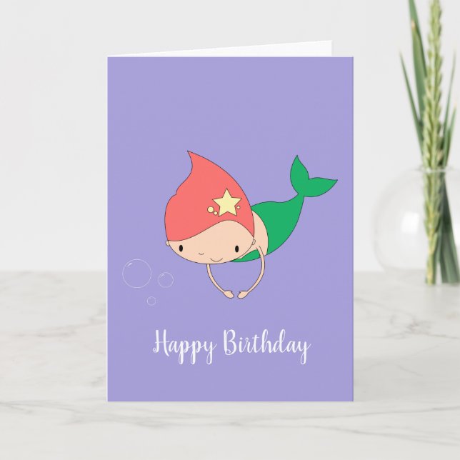 illusima Cotton Candy Mermaid Lila Geburtstag Karte (Vorderseite)