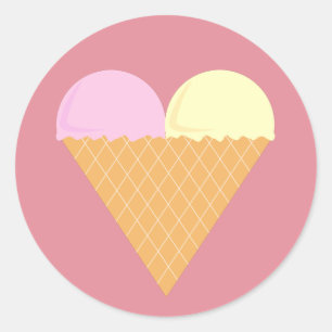 illusima Erdbeere Banane Eiscreme Pink Runder Aufkleber