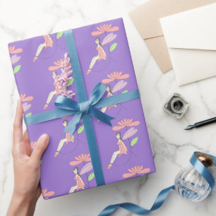 illusima Fee unter Blumen Lila Geschenkpapier