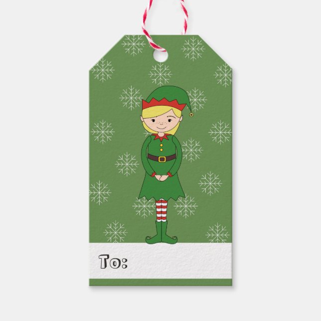 illusima Girl Elf Weihnachtsschneeflocken Grün Geschenkanhänger (Vorderseite)