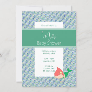 Illusima Green Coral Mermaid Baby Dusche Einladung