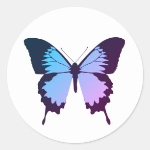 illusima Lila Blau Verlauf Schmetterling Weiß Runder Aufkleber