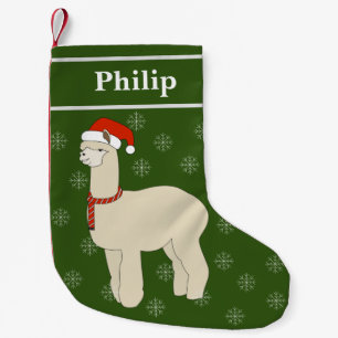 illusima Llama Weihnachtsschneeflocken Grün Kleiner Weihnachtsstrumpf