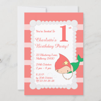 illusima Mermaid Sea Pearls Girls Geburtstagsparty Einladung