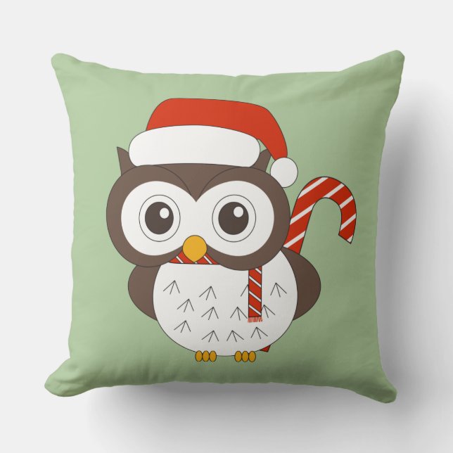 illusima Mr. Owl Christmas Light Green Kissen (Vorderseite)