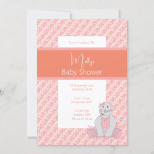 illusima Pink Peach Tones Floral Baby Dusche Einladung
