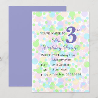 illusima Rainbow Pastel Dots Girls Lila Geburtstag Einladung