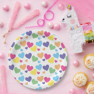illusima Regenbogen-Liebesherzen-Party Pappteller