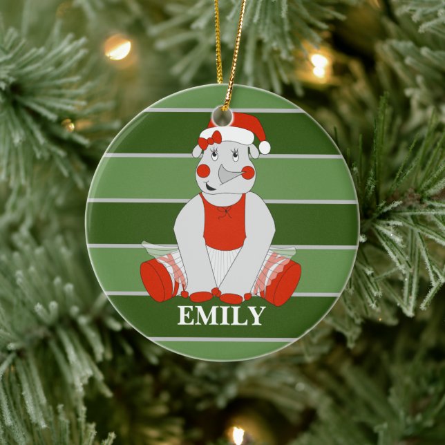 illusima Rhino Personalisierte Weihnachten Keramik Ornament (Baum)