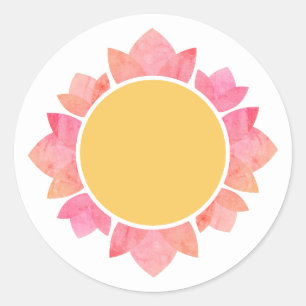 illusima Rosa Farbverlauf Sonnenblume Gelb Weiß Runder Aufkleber