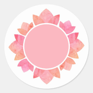 illusima Rosa Lotus Kreis Weiß Runder Aufkleber