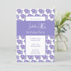 illusima Wasserfarbe Floral Sweet 16. Geburtstag Einladung