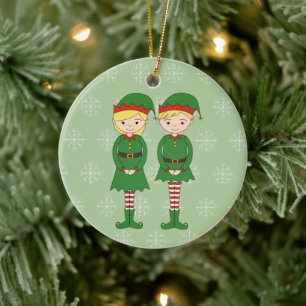 illusima Weihnachtselfen Snowflakes Grün Keramik Ornament