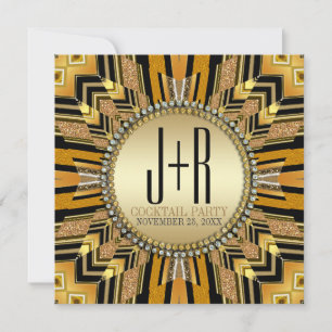 Illusion Art Deco Schwarzes Party Einladung
