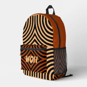 Illusion Peach & Marsala Custom Monogram Backpack Bedruckter Rucksack