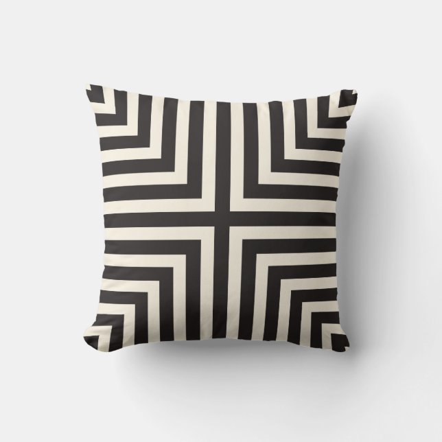 Illusion Stripes t-Muster im Schwarzen und in der Kissen (Vorderseite)