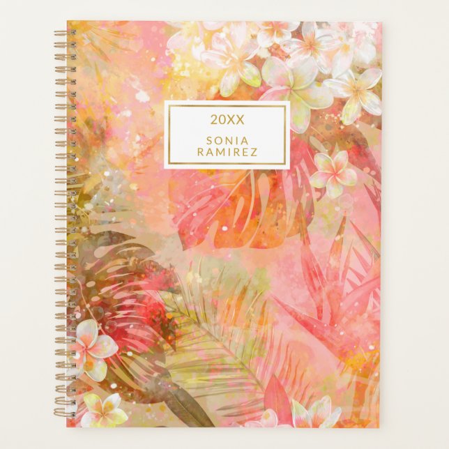 Illusions tropicales Aquarelle Palm Feuille Floral (Devant)