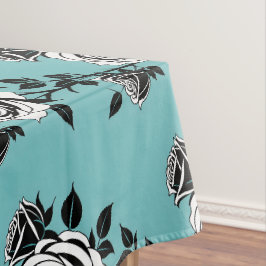 Illustrated Black And White Roses Tischdecke