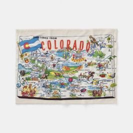 Illustrated Colorado Map Small Fleecedecke