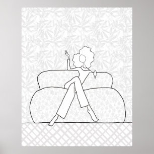 Illustrated Fashion Woman Coloring Page Poster