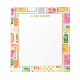 Illustrated French Italian Pattern Personalized Notizblock