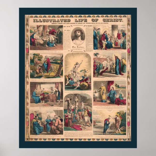 Illustrated Life of Christ 1856 Lithograph Poster (Devant)