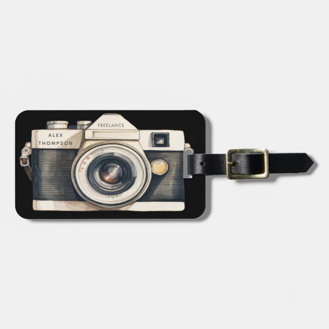 Illustrated SLR Camera Professional Photographer Gepäckanhänger (Vorderseite horizontal)