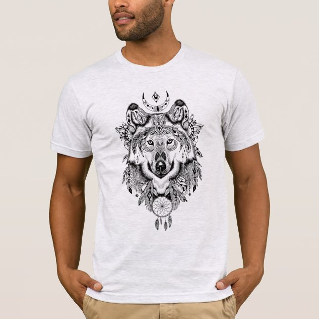 Illustrated Wolf Dream catcher T-Shirt (Vorderseite)