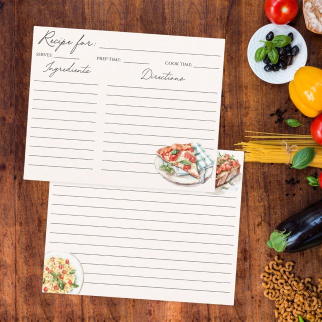 Illustration alimentaire italienne Carte de recett (In situ)