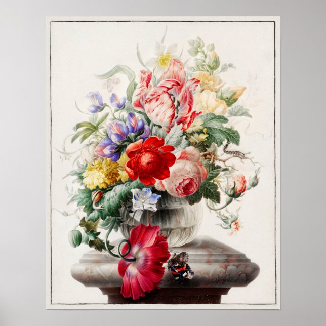 Illustration alter Blumen Poster (Vorne)
