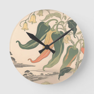 Illustration alter Chili-Pfeffer Runde Wanduhr