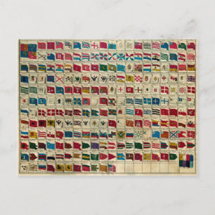 Illustration alter Marineflaggen der Welt Postkarte