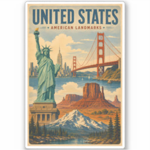 Illustration amerikanischer Landmarken in den Vere Aufkleber