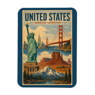 Illustration amerikanischer Landmarken in den Vere Magnet