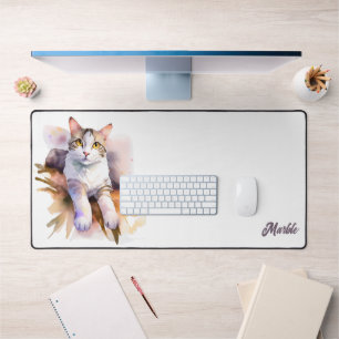 Illustration aquarelle de chat blanc doux