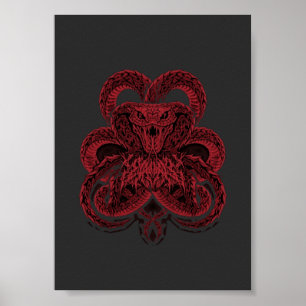 Illustration Art Déco de serpent Cobra rouge
