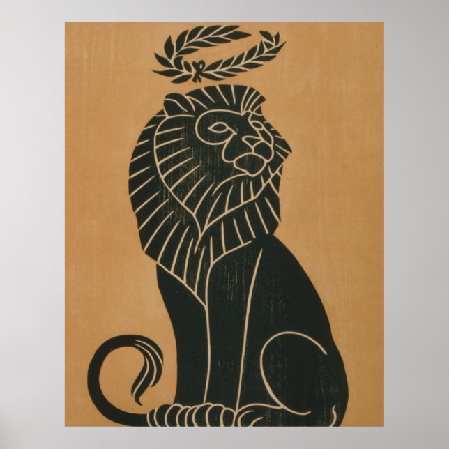 Illustration Art Déco Lion vintage (1917) (Devant)