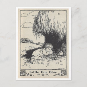 Illustration aus einem alten Buch: Little Boy Blue Postkarte