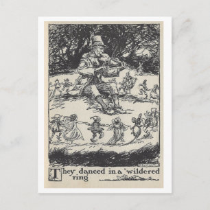 Illustration aus einem alten Buch: Tanzende Feen u Postkarte
