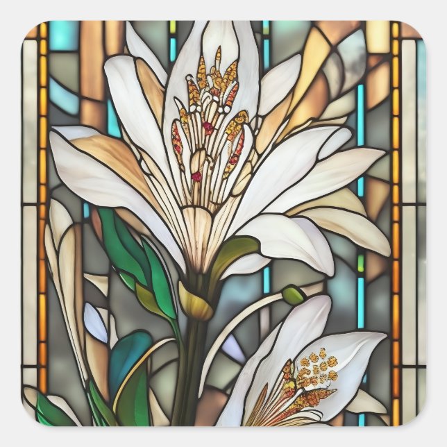 Illustration aus gestanztem Glas Quadratischer Aufkleber (Vorderseite)