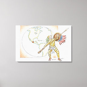 Illustration aztekischen Jaguar-Kriegers Leinwanddruck