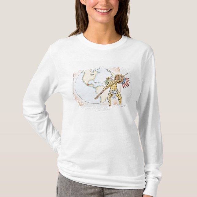 Illustration aztekischen Jaguar-Kriegers T-Shirt (Vorderseite)