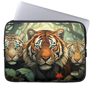 Illustration benutzerdefinierter Monogramm-Tiger Laptopschutzhülle