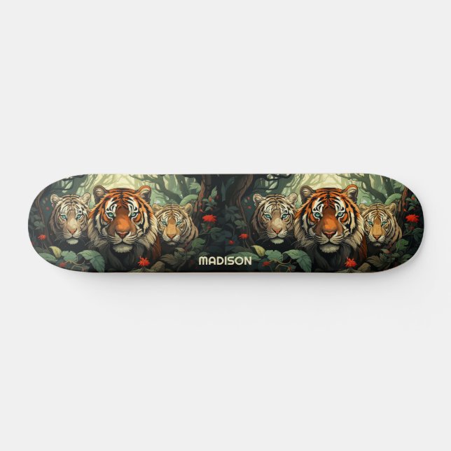 Illustration benutzerdefinierter Text-Tiger Skateboard (Horizontal)