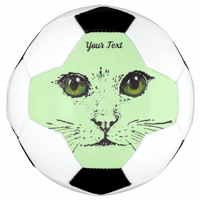 Illustration Black Cat Face Greenish Yellow Eyes Fußball (Vorderseite)
