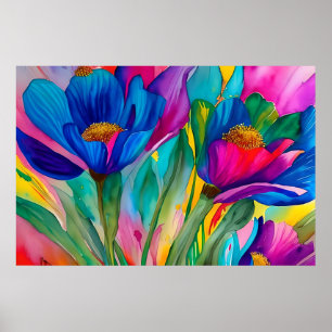 Illustration blühender blühender Blume Poster