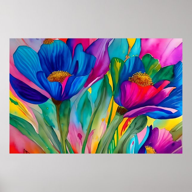 Illustration blühender blühender Blume Poster (Vorne)